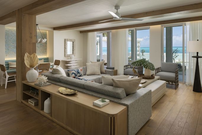 The living room in the Crystal Sky Villa at the newly opened Treasure Beach Village The living room in the Crystal Sky Villa at the newly opened Treasure Beach Village