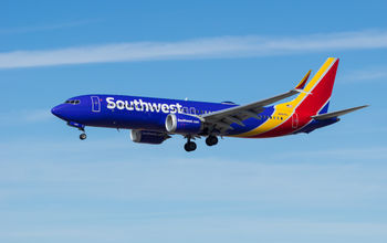 Southwest Airlines Boeing 737 aircraft in flight.