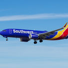 Southwest Airlines Boeing 737 aircraft in flight.