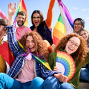 Young people at an LGBTQ+ Pride celebration.