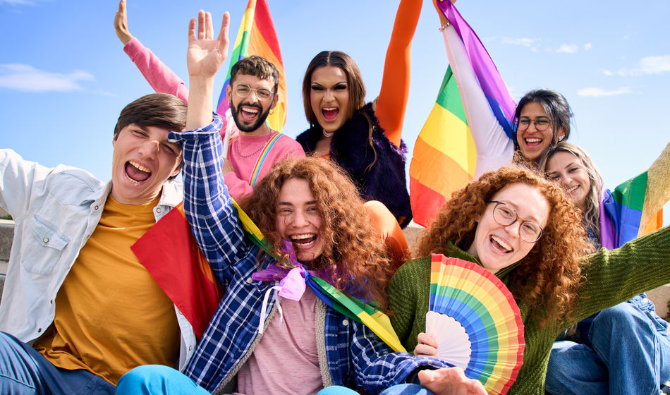 Young people at an LGBTQ+ Pride celebration.