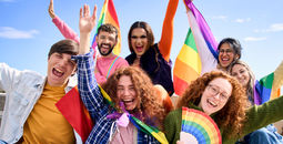 Young people at an LGBTQ+ Pride celebration.