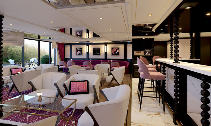 A rendering of the aft lounge aboard the S.S. Marlene