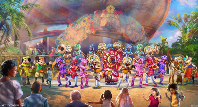 Rendering: Disney Lookout Cay Junkanoo Rush Out Disney Lookout Cay Entertainment Rendering