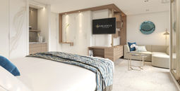 A rendering of a suite onboard the Amadeus Amara
