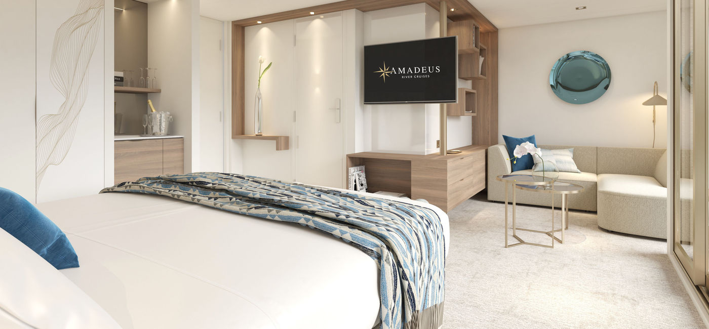 Image: A rendering of a suite onboard the Amadeus Amara (Photo Credit: Amadeus River Cruises)