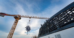 The MSC Cruises logo is installed onto the new ship MSC World America