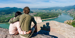 A couple hiking in Durnstein, Austria
