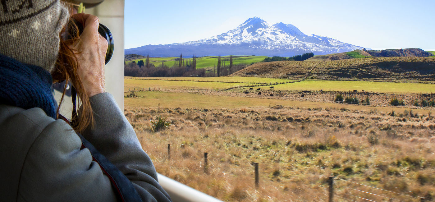 Image: Railbookers relaunched New Zealand itineraries. Pictured, the Northern-Explorer-ascending into the Ruapehu region. (Photo Credit: Railbookers)