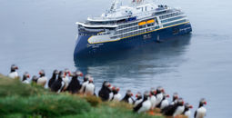 The National Geographic Endurance moored off the coast of Iceland.