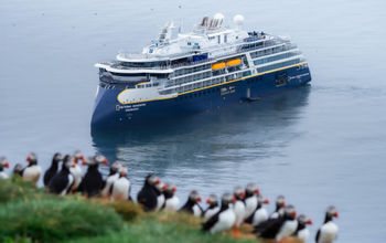 The National Geographic Endurance moored off the coast of Iceland.
