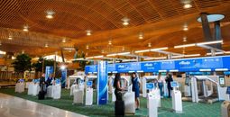 Portland International Airport's new terminal with Alaska Airlines' new automated bag drop for checked bags.
