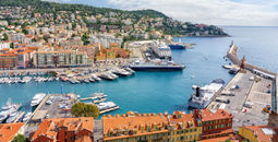 Cruise port and marina in Nice, France.