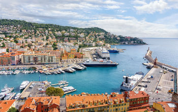 Cruise port and marina in Nice, France.