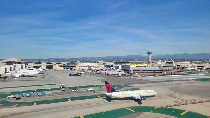 A Delta Air Lines plane at LAX Airport A Delta Air Lines plane at LAX Airport