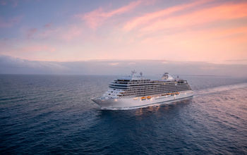 Regent Seven Seas Cruises aerial sunset.