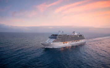 Regent Seven Seas Cruises aerial sunset.