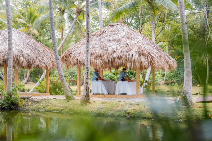 The massage palapa at the Wyndham Alltra Samana