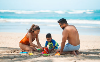 Family at the beach at Wyndham Alltra Punta Cana