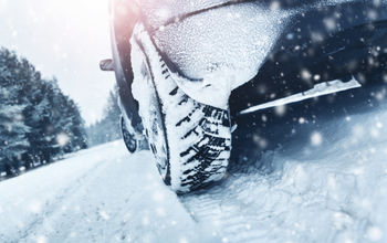 tires, car, snow, snowfall, snowstorm, trees, mountains road