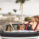 Group of young people going on a road trip.