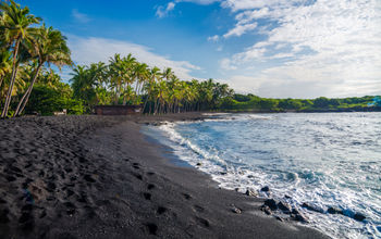 Punaluu black sand beach, Big Island, Hawaii.