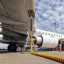 Plane being refueled before a flight.