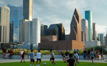 Playing soccer in Houston