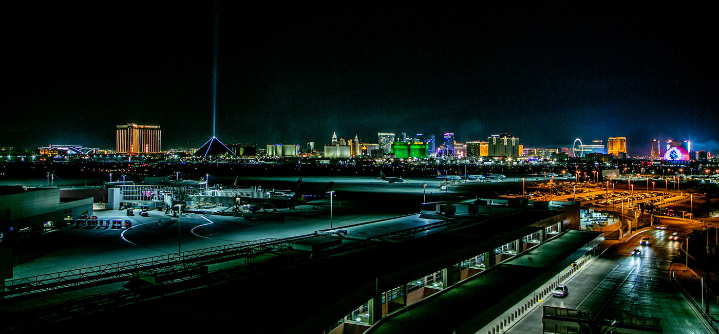 Image: LAS airport at night (Photo Credit: Courtesy Las Vegas Airport)