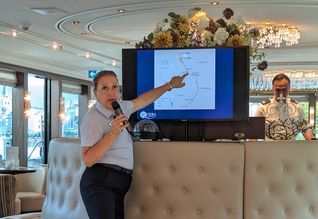 One of Riviera’s cruise directors, Finardi currently runs the helm on the Chaucer