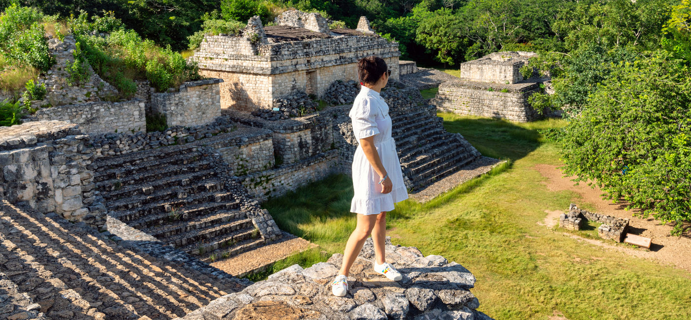 Image: A tourist visiting Mayan ruins in Yucatan, Mexico. (photo via iStock/Getty Images E+/Starcevic)