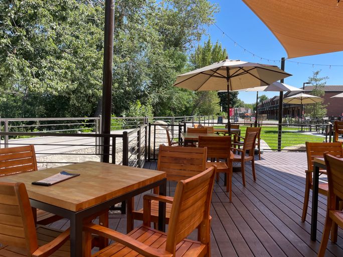 The riverside patio of Telaya Wine Co. in Boise, Idaho The riverside patio of Telaya Wine Co. in Boise, Idaho