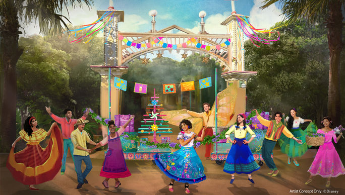 Rendering of "Mirabel's Gifts of the Season" at Disneyland Resort, Anaheim, California.