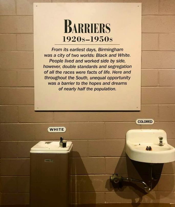 Segregated Drinking Fountains at Birmingham Civil Rights Museum