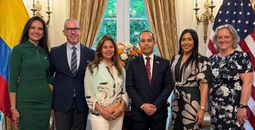 (L to R): Maria José Abuabara, Terry Dale, Dana Santucci, Daniel Ávila Camacho, Maria Camila Castellanos Espitia and Peggy Murphy attend the USTOA Congressional Caucus.