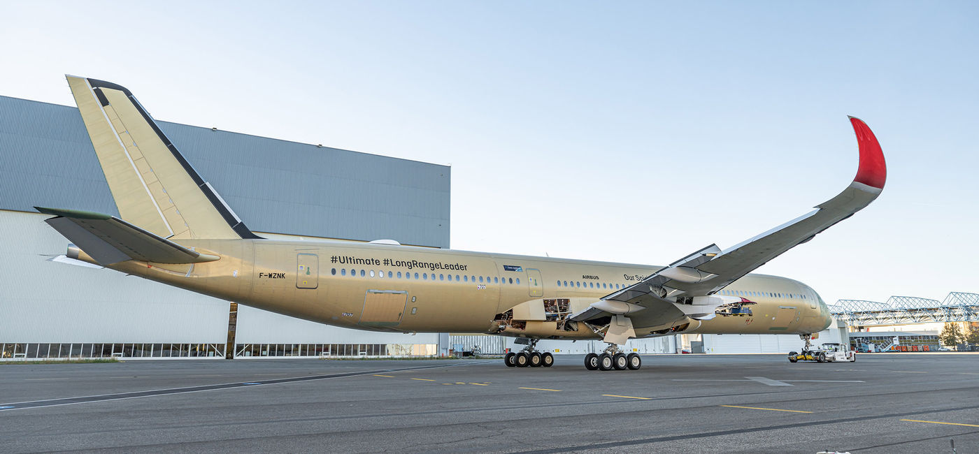 Image: Sortie d'usine du premier Airbus A350-1000ULR de Qantas destiné au projet Sunrise (Source: Qantas)