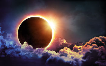 total, solar eclipse, clouds, sky, celestial, events