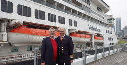 Yves Gilson, associate director of cruises for the Port of Montreal (left) and Laurentius Oscar van Eerten, the captain of Volendam (right)
