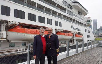 Yves Gilson, associate director of cruises for the Port of Montreal (left) and Laurentius Oscar van Eerten, the captain of Volendam (right)