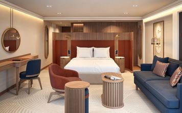 A rendering of a stateroom on AmaRudi