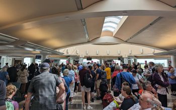 Airport crowd, people, travelers, travel, traveling, crowds, gate, gate lice,