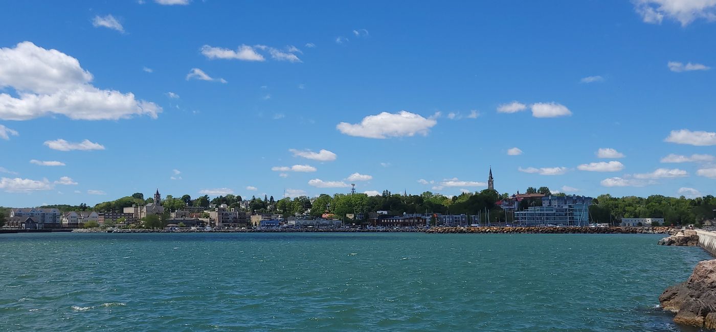 Image: The view of Port Washington, Wisco<em></em>nsin from the lighthouse path. 