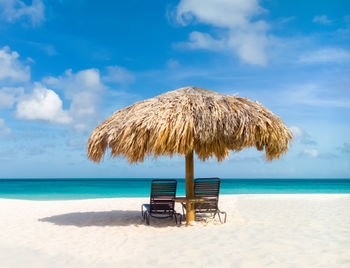 Umbrella on Eagle Beach, Aruba in the summer