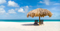 Umbrella on Eagle Beach, Aruba in the summer