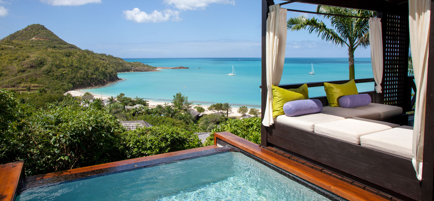 Image: Hillside Pool Suite at Hermitage Bay, Antigua - a member of Small Luxury Hotels of the World. (Photo Credit: Hilton)