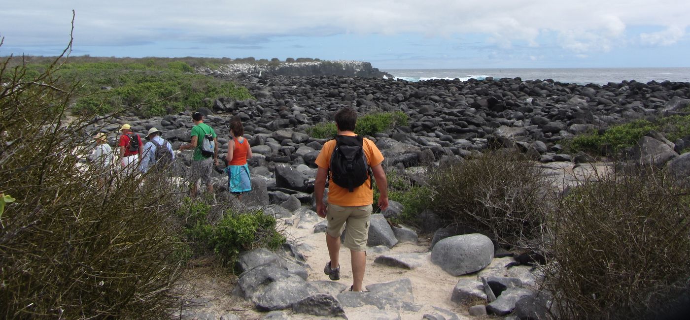 Image: Travelers hike in the Galapagos Islands (Photo Credit: Brian Major)