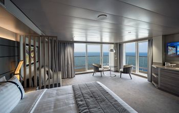 A grand suite with a terrace onboard an MSC Cruises' ship