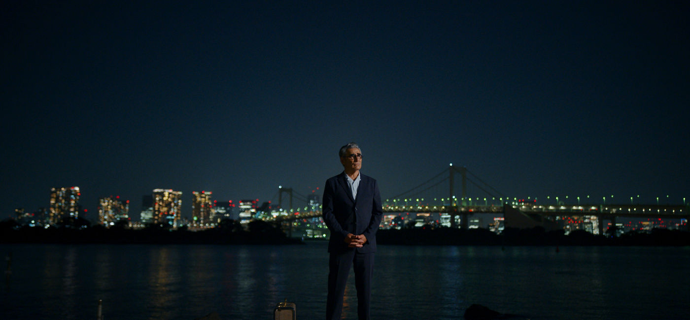 Image: Eugene Levy is The Reluctant Traveler. (photo via Apple TV+)