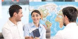 Travel Agent with clients.
