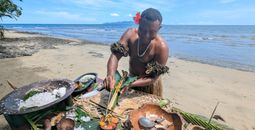 Nanuku Resort Fiji prawn cooking experience.